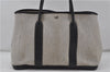 Authentic HERMES Garden Party PM Tote Bag Canvas Leather Gray Black 7024D