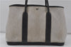 Authentic HERMES Garden Party PM Tote Bag Canvas Leather Gray Black 7024D