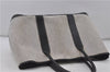 Authentic HERMES Garden Party PM Tote Bag Canvas Leather Gray Black 7024D