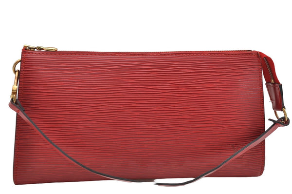 Authentic Louis Vuitton Epi Pochette Accessoires Pouch Red M52947 LV 7025D