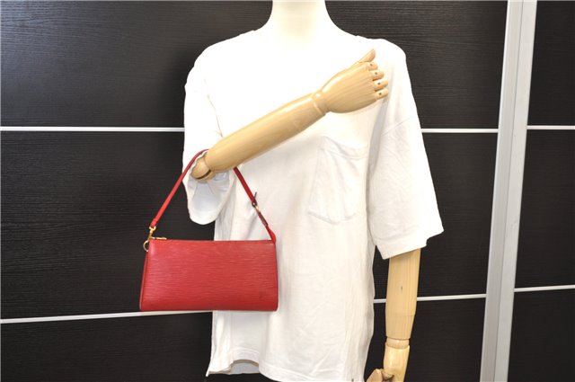 Authentic Louis Vuitton Epi Pochette Accessoires Pouch Red M52947 LV 7025D