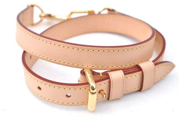 Authentic Louis Vuitton Leather Shoulder Strap Beige 17.3-29.5" LV Box 7027A