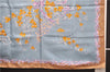 Authentic HERMES Carre 90 Scarf Flower Motif Silk Brown Blue Box 7027D