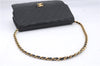 Authentic CHANEL Calf Skin Matelasse Chain Shoulder Bag Purse Black CC 7028D