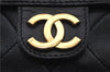 Authentic CHANEL Calf Skin Matelasse Chain Shoulder Bag Purse Black CC 7028D