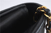 Authentic CHANEL Calf Skin Matelasse Chain Shoulder Bag Purse Black CC 7028D