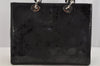 Authentic Christian Dior Diorissimo Cannage Tote Hand Bag Enamel Black CD 7028I
