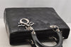 Authentic Christian Dior Diorissimo Cannage Tote Hand Bag Enamel Black CD 7028I