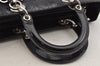 Authentic Christian Dior Diorissimo Cannage Tote Hand Bag Enamel Black CD 7028I