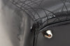 Authentic Christian Dior Diorissimo Cannage Tote Hand Bag Enamel Black CD 7028I