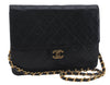 Authentic CHANEL Calf Skin Matelasse Chain Shoulder Bag Purse Black CC 7029D