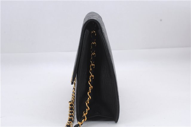 Authentic CHANEL Calf Skin Matelasse Chain Shoulder Bag Purse Black CC 7029D