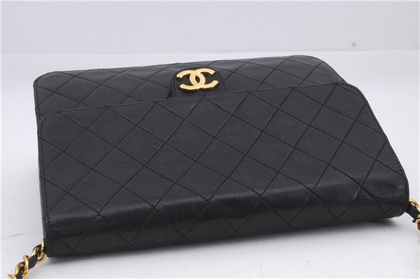 Authentic CHANEL Calf Skin Matelasse Chain Shoulder Bag Purse Black CC 7029D