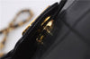 Authentic CHANEL Calf Skin Matelasse Chain Shoulder Bag Purse Black CC 7029D