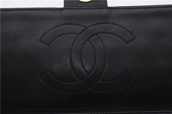 Authentic CHANEL Calf Skin Matelasse Chain Shoulder Bag Purse Black CC 7029D