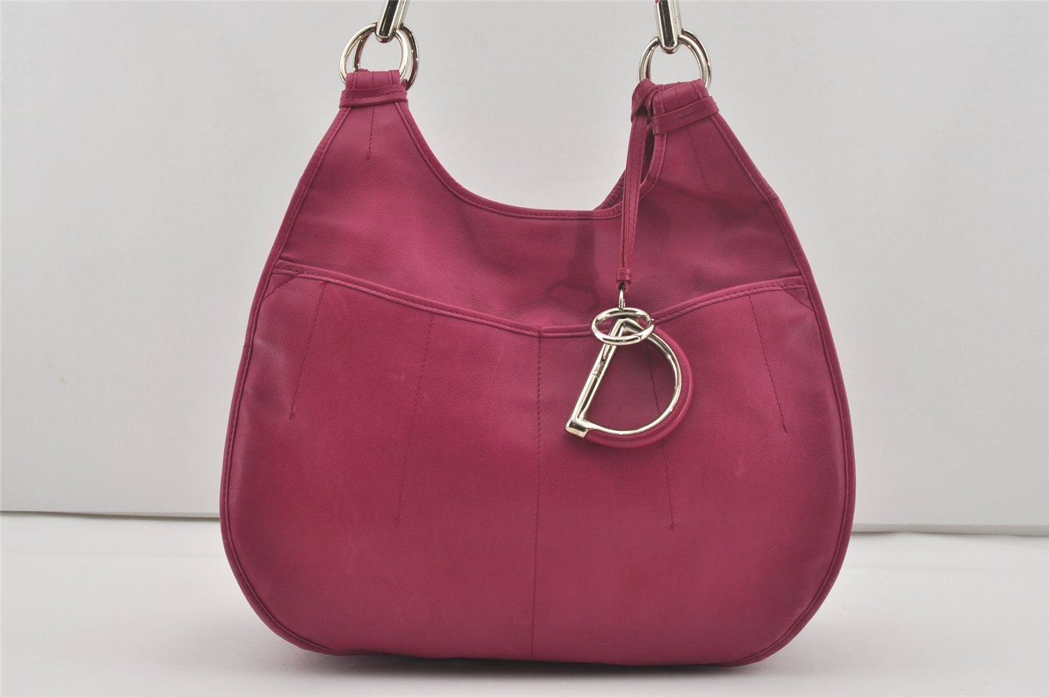 Authentic Christian Dior Vintage Shoulder Tote Bag Leather Pink 7029I