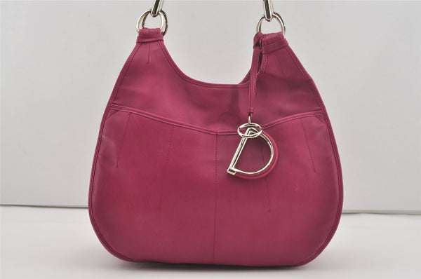 Authentic Christian Dior Vintage Shoulder Tote Bag Leather Pink 7029I