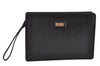 Authentic BURBERRY Vintage Leather Clutch Hand Bag Purse Black 7030F
