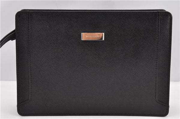 Authentic BURBERRY Vintage Leather Clutch Hand Bag Purse Black 7030F