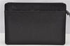 Authentic BURBERRY Vintage Leather Clutch Hand Bag Purse Black 7030F