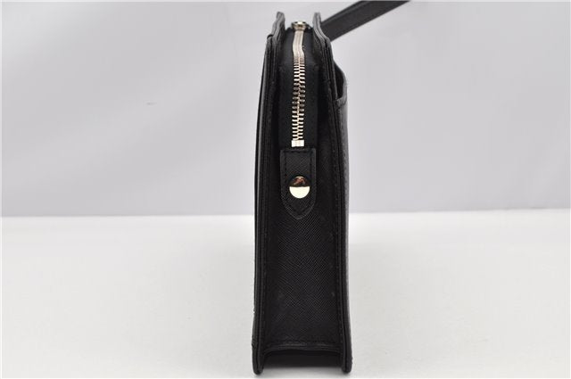Authentic BURBERRY Vintage Leather Clutch Hand Bag Purse Black 7030F