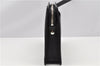 Authentic BURBERRY Vintage Leather Clutch Hand Bag Purse Black 7030F
