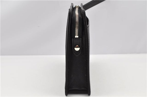 Authentic BURBERRY Vintage Leather Clutch Hand Bag Purse Black 7030F