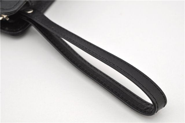 Authentic BURBERRY Vintage Leather Clutch Hand Bag Purse Black 7030F