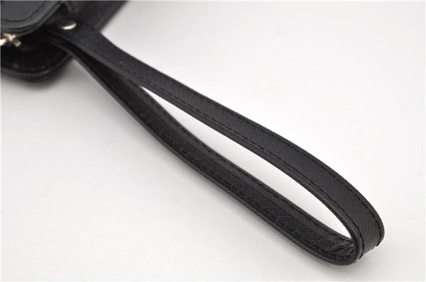 Authentic BURBERRY Vintage Leather Clutch Hand Bag Purse Black 7030F