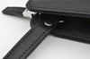 Authentic BURBERRY Vintage Leather Clutch Hand Bag Purse Black 7030F