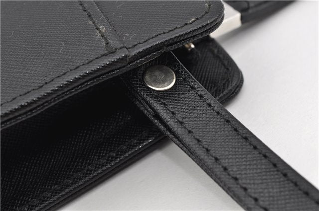 Authentic BURBERRY Vintage Leather Clutch Hand Bag Purse Black 7030F