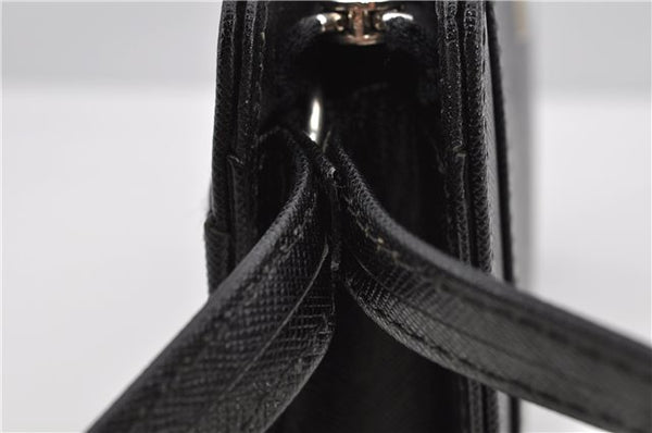 Authentic BURBERRY Vintage Leather Clutch Hand Bag Purse Black 7030F