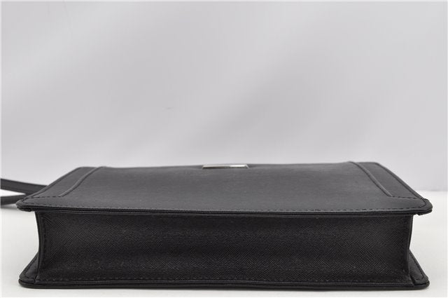 Authentic BURBERRY Vintage Leather Clutch Hand Bag Purse Black 7030F