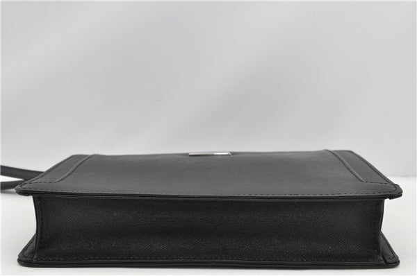 Authentic BURBERRY Vintage Leather Clutch Hand Bag Purse Black 7030F