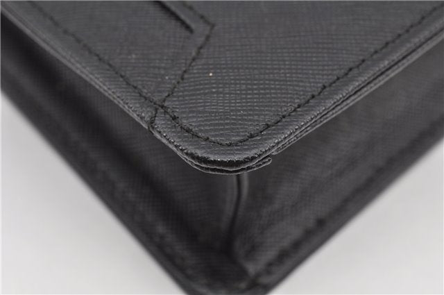 Authentic BURBERRY Vintage Leather Clutch Hand Bag Purse Black 7030F