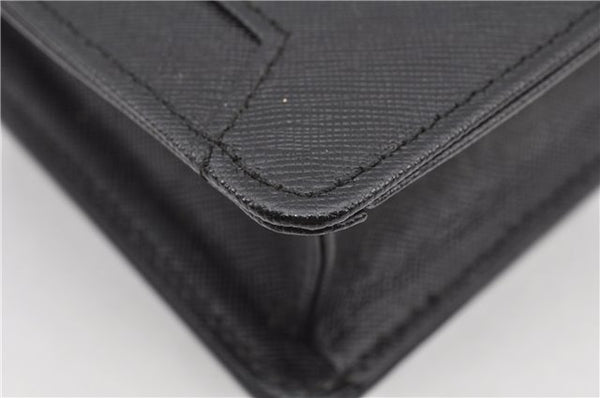 Authentic BURBERRY Vintage Leather Clutch Hand Bag Purse Black 7030F