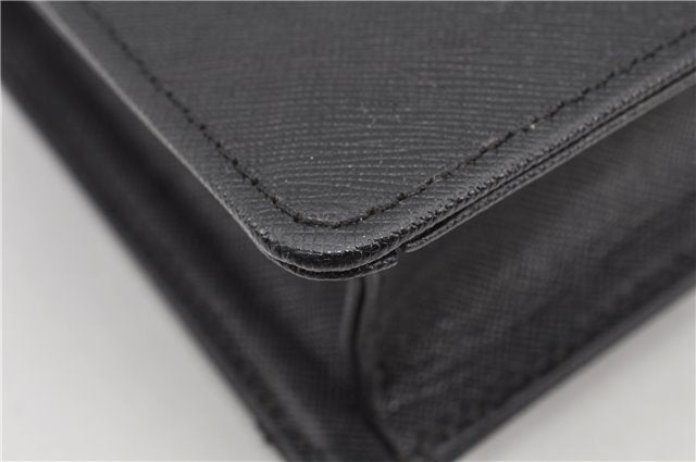 Authentic BURBERRY Vintage Leather Clutch Hand Bag Purse Black 7030F