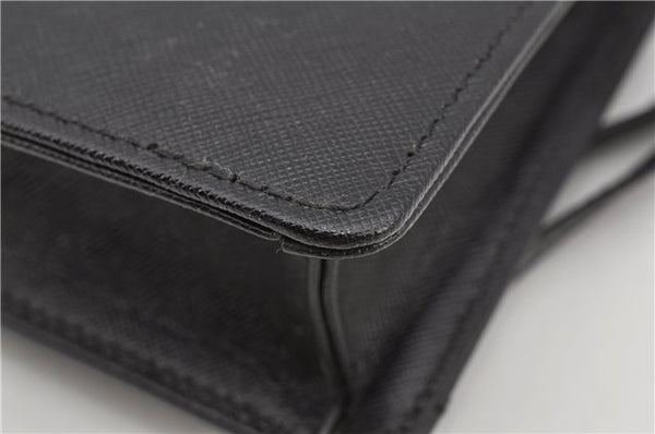 Authentic BURBERRY Vintage Leather Clutch Hand Bag Purse Black 7030F