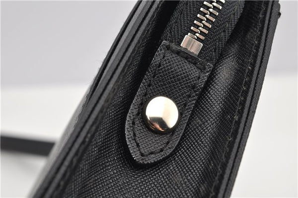 Authentic BURBERRY Vintage Leather Clutch Hand Bag Purse Black 7030F