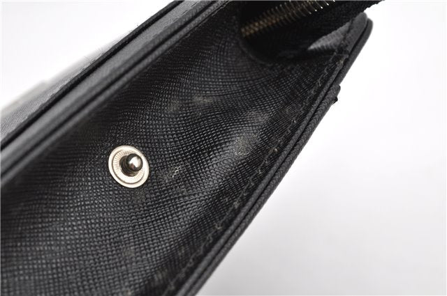 Authentic BURBERRY Vintage Leather Clutch Hand Bag Purse Black 7030F