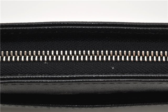 Authentic BURBERRY Vintage Leather Clutch Hand Bag Purse Black 7030F