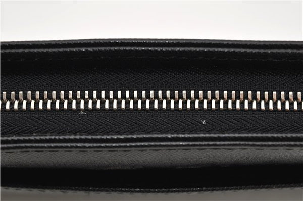 Authentic BURBERRY Vintage Leather Clutch Hand Bag Purse Black 7030F