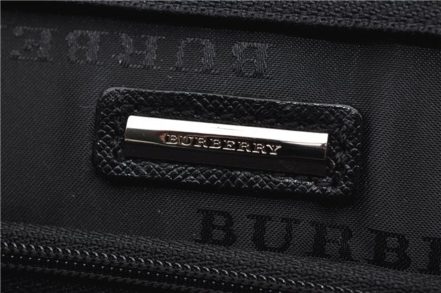 Authentic BURBERRY Vintage Leather Clutch Hand Bag Purse Black 7030F