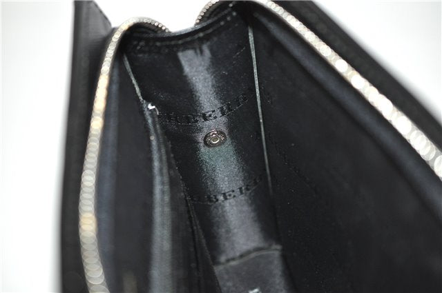 Authentic BURBERRY Vintage Leather Clutch Hand Bag Purse Black 7030F