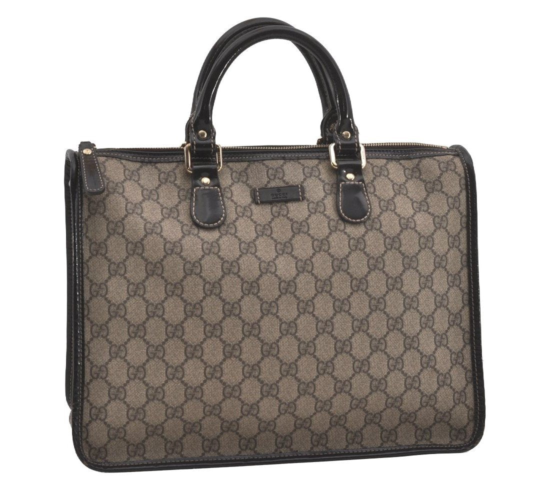 Authentic GUCCI Vintage Hand Tote Bag GG PVC Leather 190259 Brown 7030I