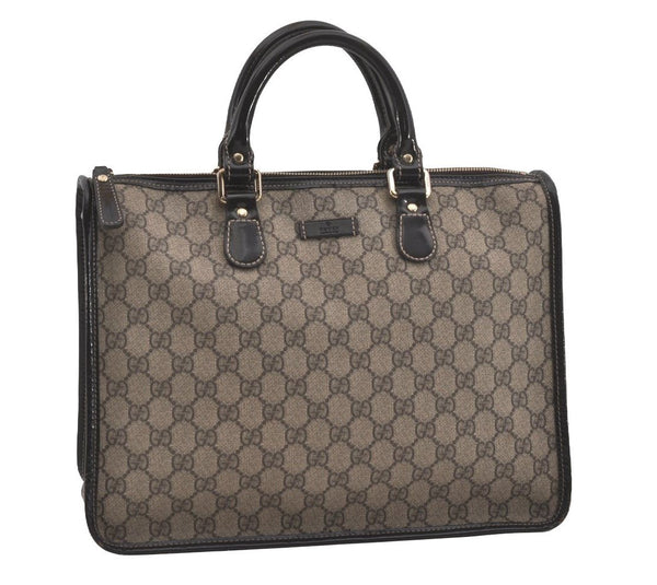 Authentic GUCCI Vintage Hand Tote Bag GG PVC Leather 190259 Brown 7030I