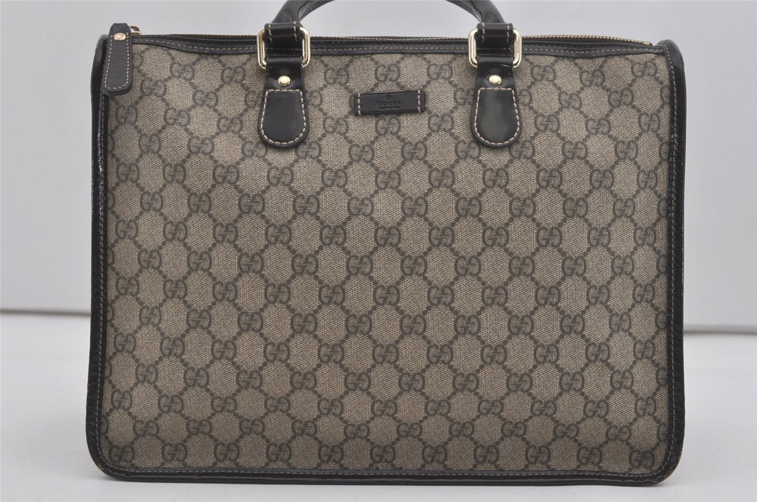 Authentic GUCCI Vintage Hand Tote Bag GG PVC Leather 190259 Brown 7030I