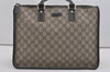Authentic GUCCI Vintage Hand Tote Bag GG PVC Leather 190259 Brown 7030I