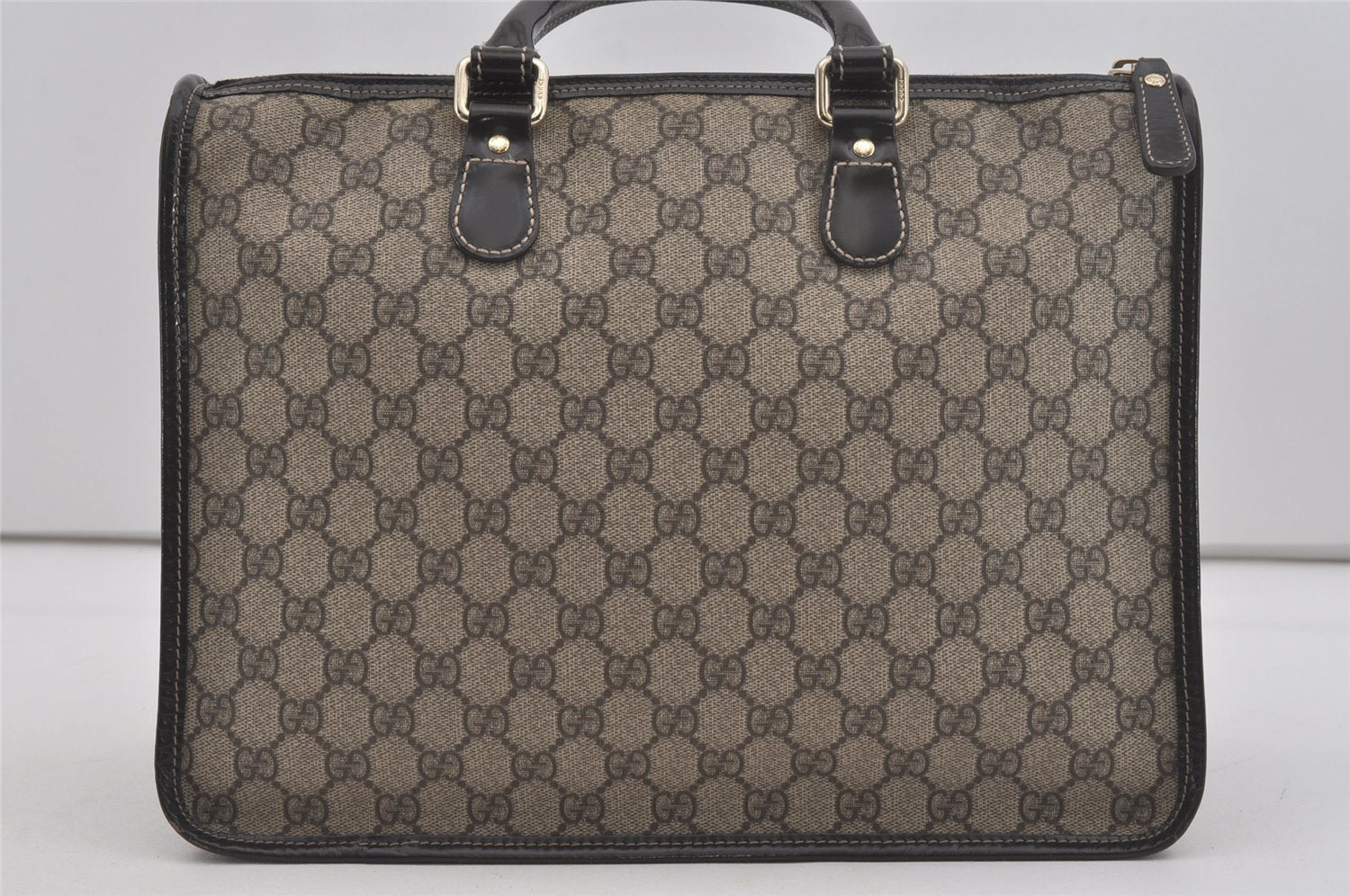 Authentic GUCCI Vintage Hand Tote Bag GG PVC Leather 190259 Brown 7030I