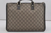 Authentic GUCCI Vintage Hand Tote Bag GG PVC Leather 190259 Brown 7030I
